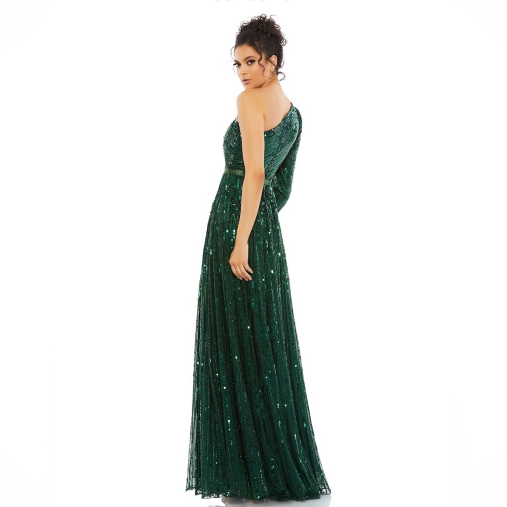Mac Duggal One-Shoulder Green Sequin Dress - Picture 5 of 12